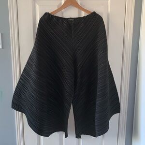 Pleats Please (by Issey Miyake) Black Wide Leg Gaucho Pants